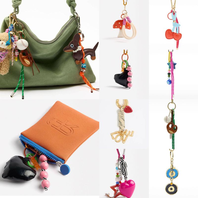 Beaded Heart Star Luggage Necklace Alloy Love Mushroom Eyes Cherry Baseball Strawberry Diy Bag Chain Pendant