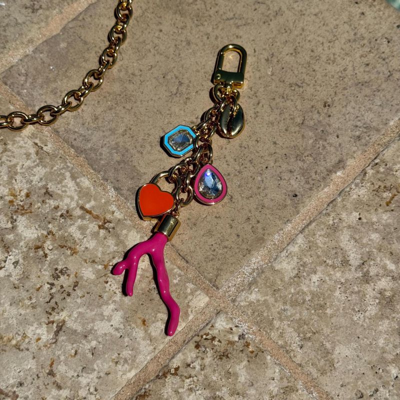 Love Lock Pendant Copper Heart Fish Eyes Geometric Bag Hanging