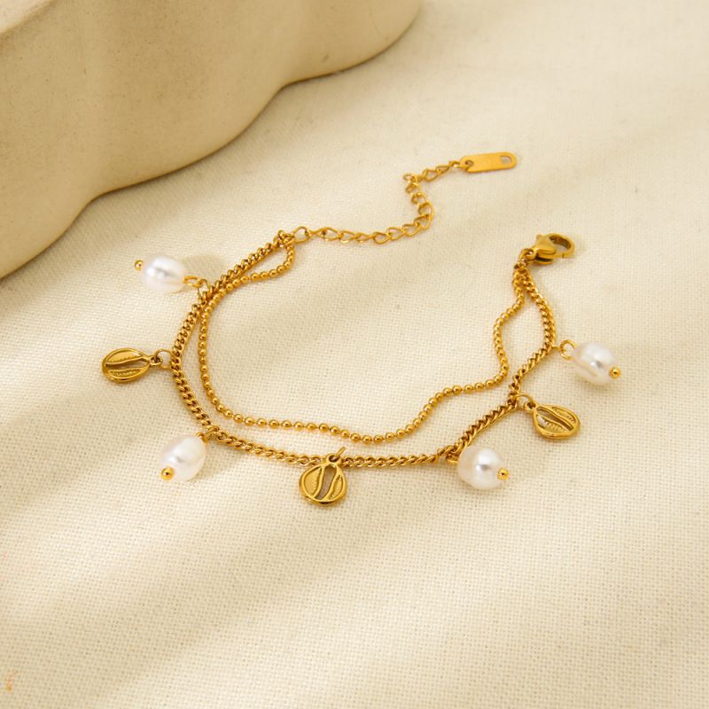 Pulsera De Concha De Perla De Acero Inoxidable