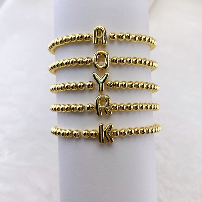 Z Copper Gold-plated Beaded 26 Letter Bracelet
