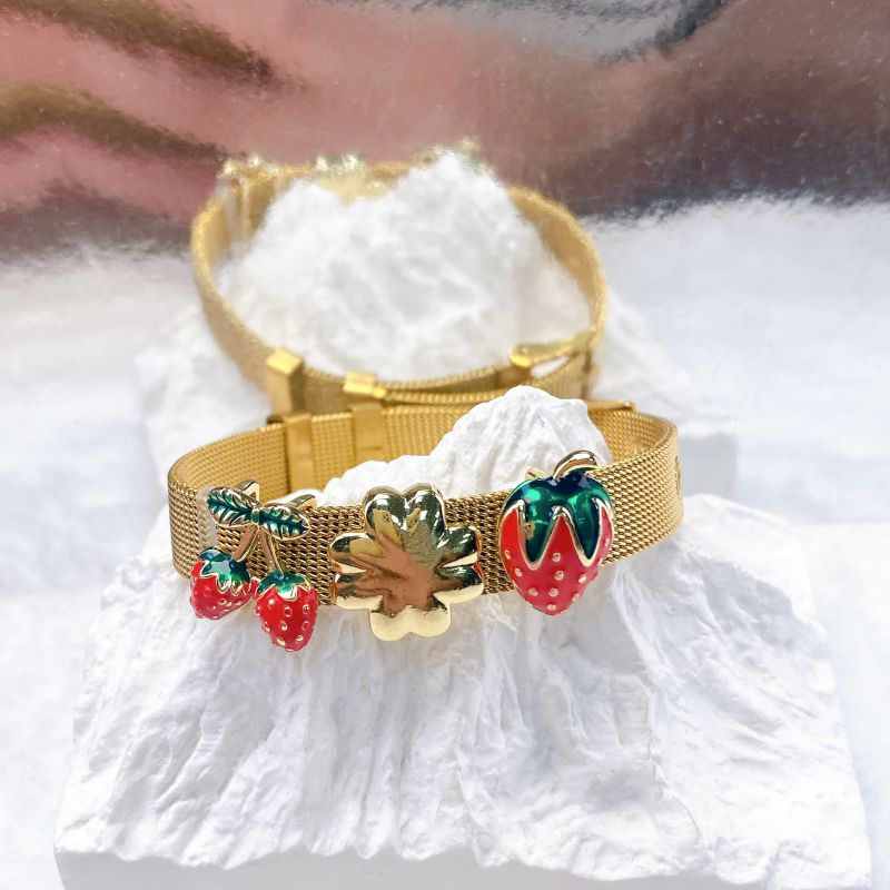 Colgante De Flor De Cereza Y Fresa De Cobre (sin Cadena)