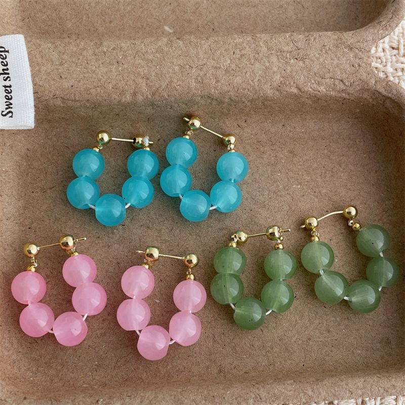 Pendientes De Cuentas De Piedra Natural