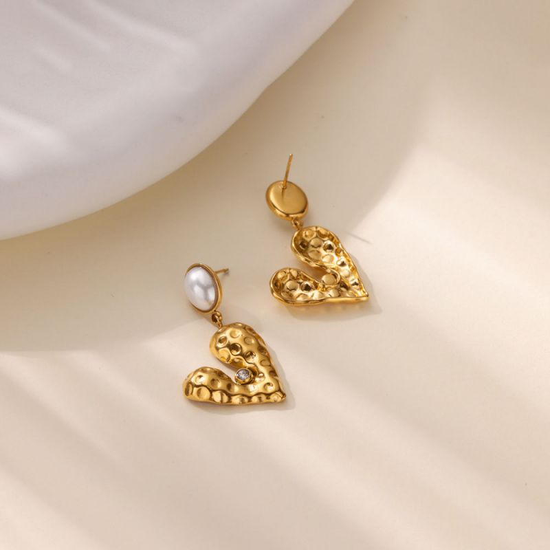 Pendientes De Corazón De Acero Inoxidable