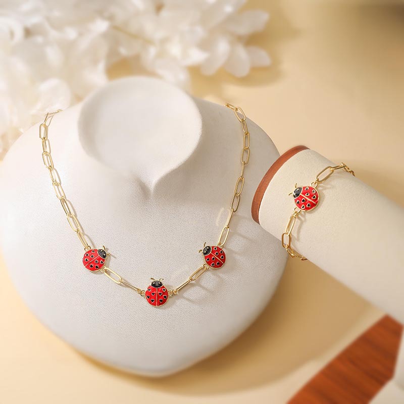 Pulsera De Mariquita De Cobre Con Aceite Goteante