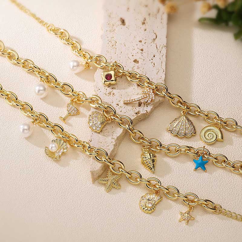 Pulsera De Concha De Caracola De Cobre Con Pétalos De Coco Y Perla