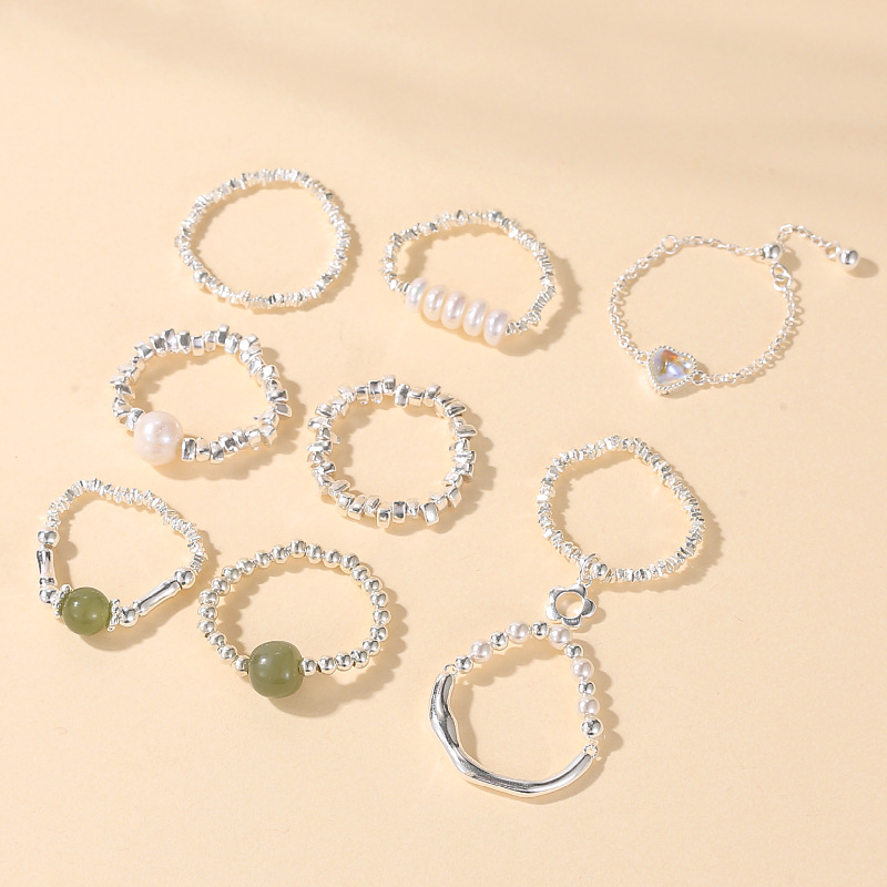 Anillo De Jade Hetiano Con Cuentas De Plata