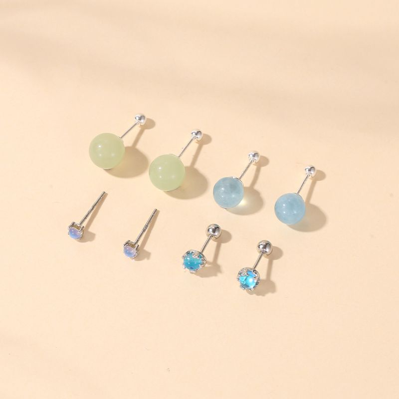 Pendientes Geométricos Redondos De Plata