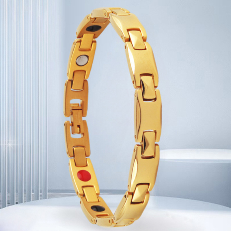 Women's Silver Titanium Steel Geometric Round Men's Bracelet
