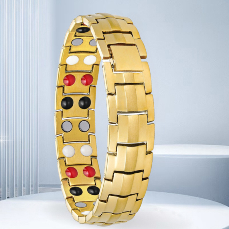 Gold Titanium Steel Geometric Men's Bracelet