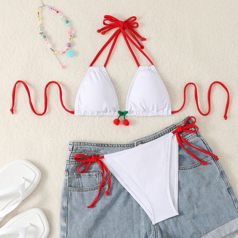 Bikini De Poliéster Con Cuello Halter