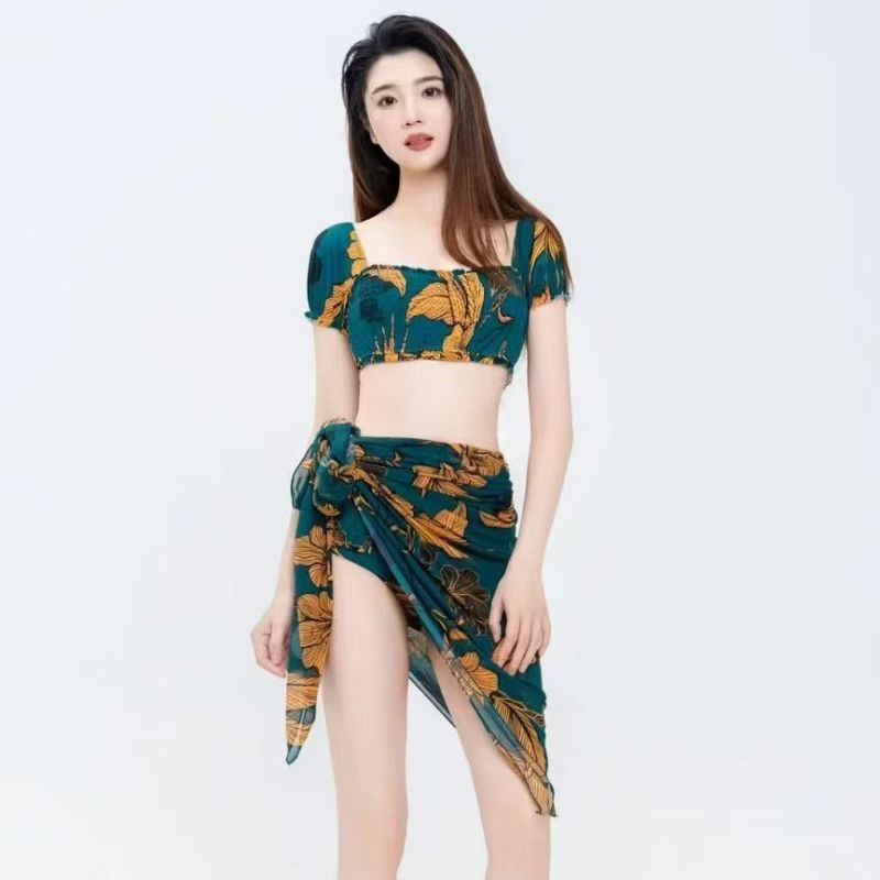 Traje De Baño De Dos Piezas Con Estampado De Poliéster Y Vestido De Playa