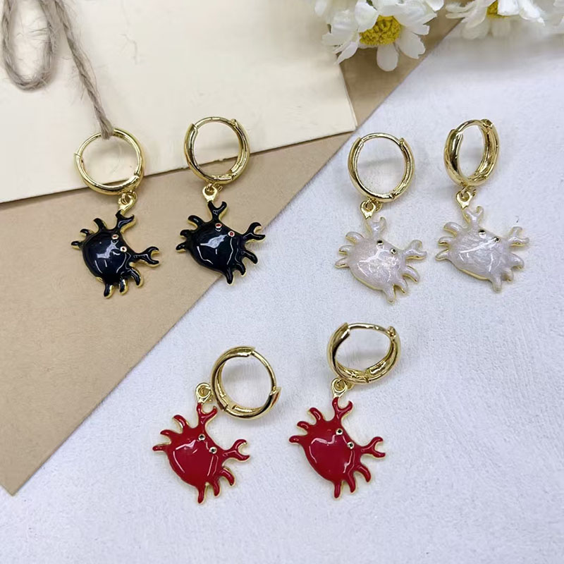 Pendientes De Cangrejo Con Gotas De Aceite De Cobre