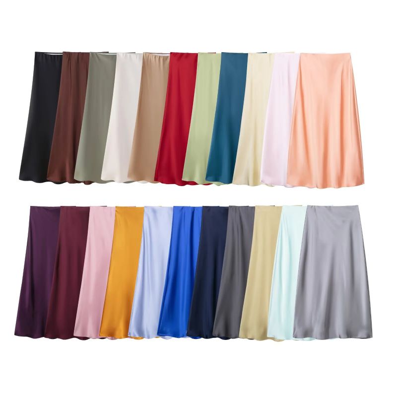 Brown Woven Silk-satin Skirt
