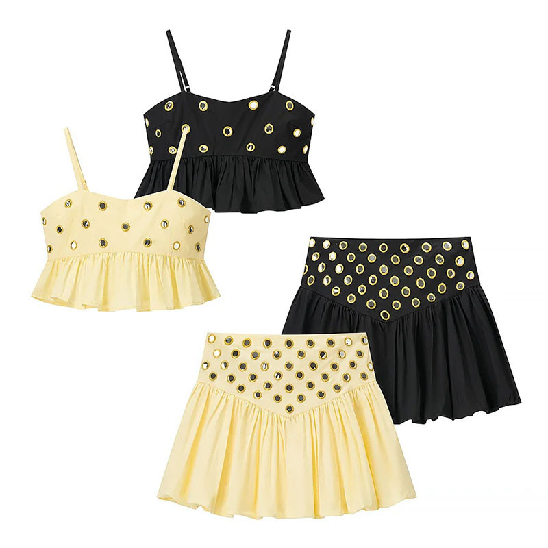 Conjunto De Falda Camisola Plisada De Poliéster