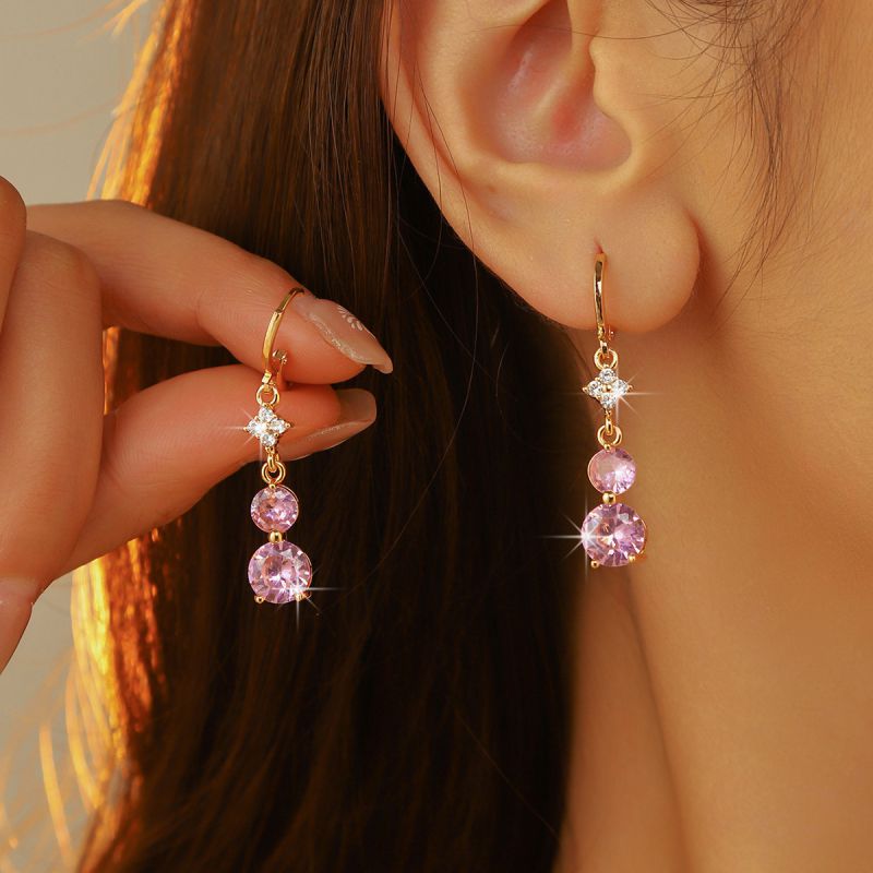 Pendientes De Aro Redondos De Metal Con Diamantes
