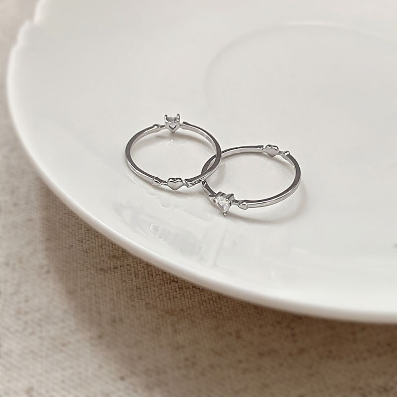 Anillo De Corazón De Plata De Doble Cara