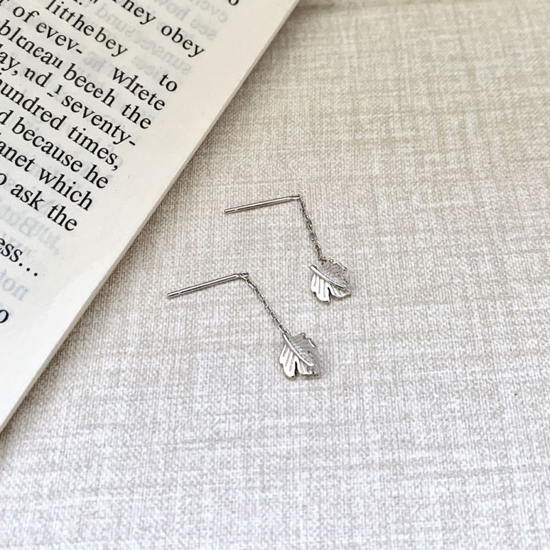 Pendientes De Hoja De Arce De Plata