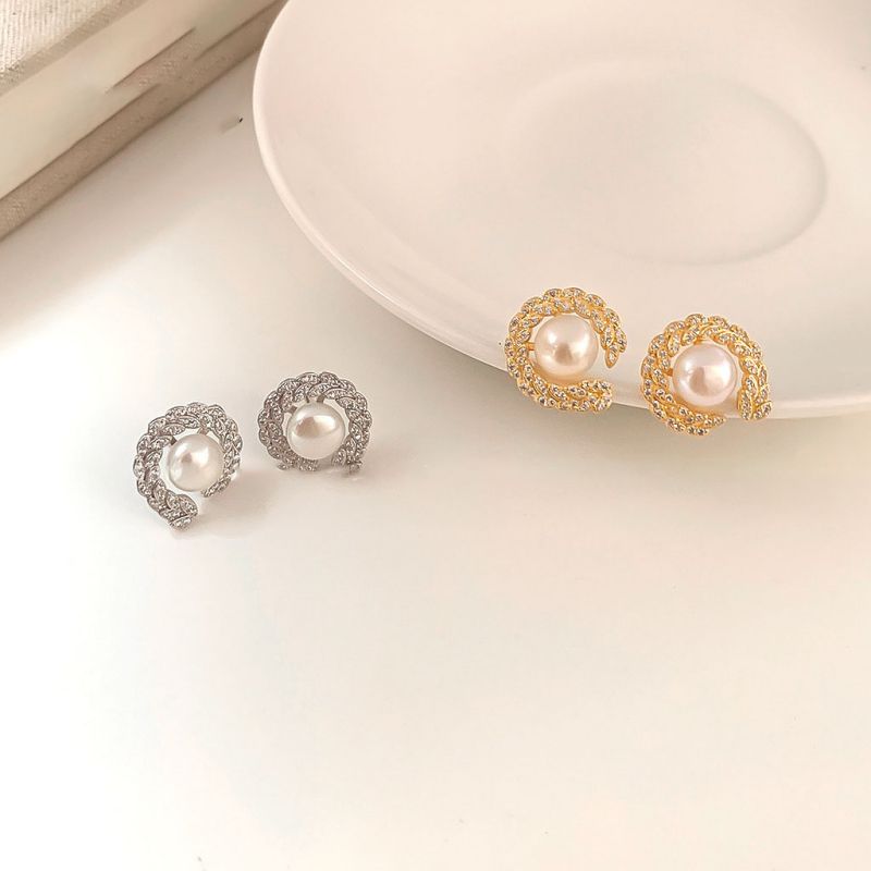 Pendientes De Perlas De Plata Y Diamantes