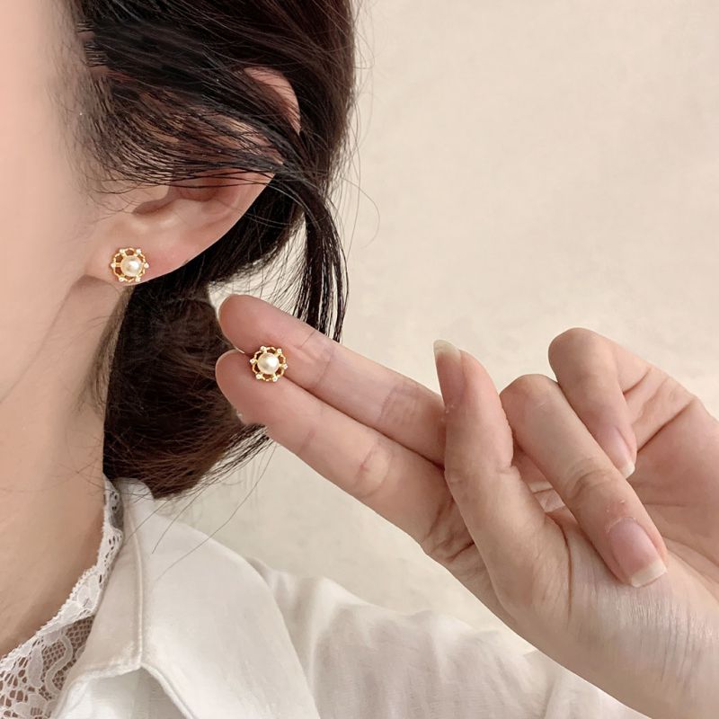 Pendientes De Perla Con Disco De Plata