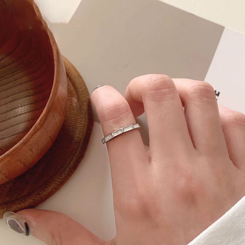 Anillo De Esmalte De Goteo Rectangular De Plata