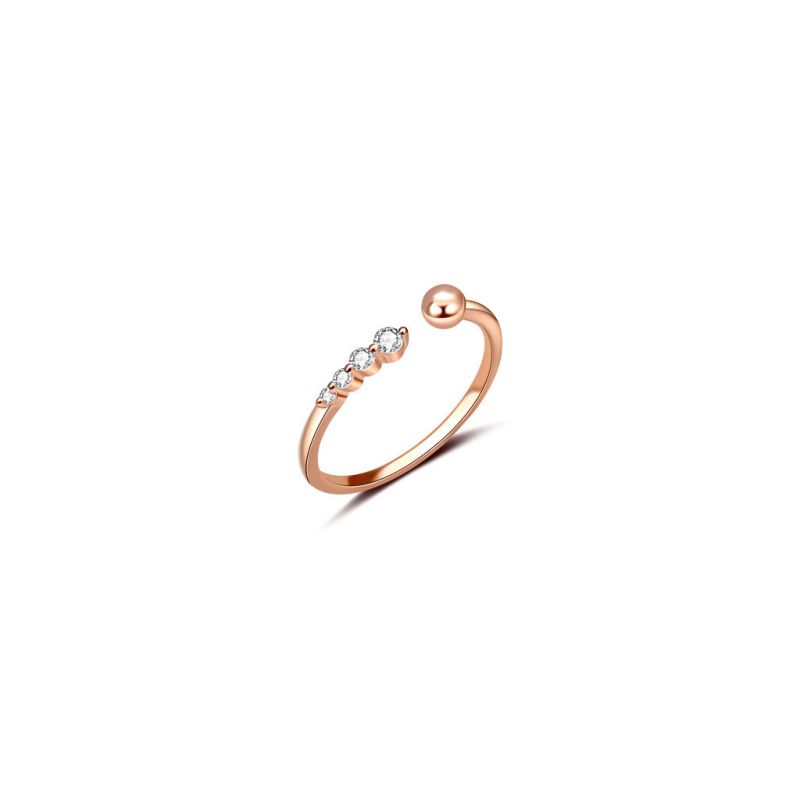 Anillo De Plata Con Diamantes Redondos