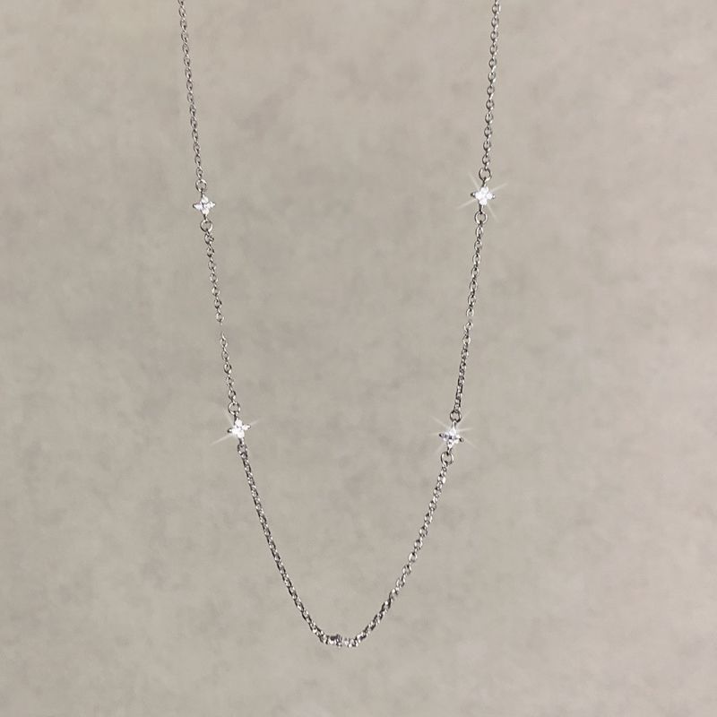 Gold Silver And Diamond Star Necklace