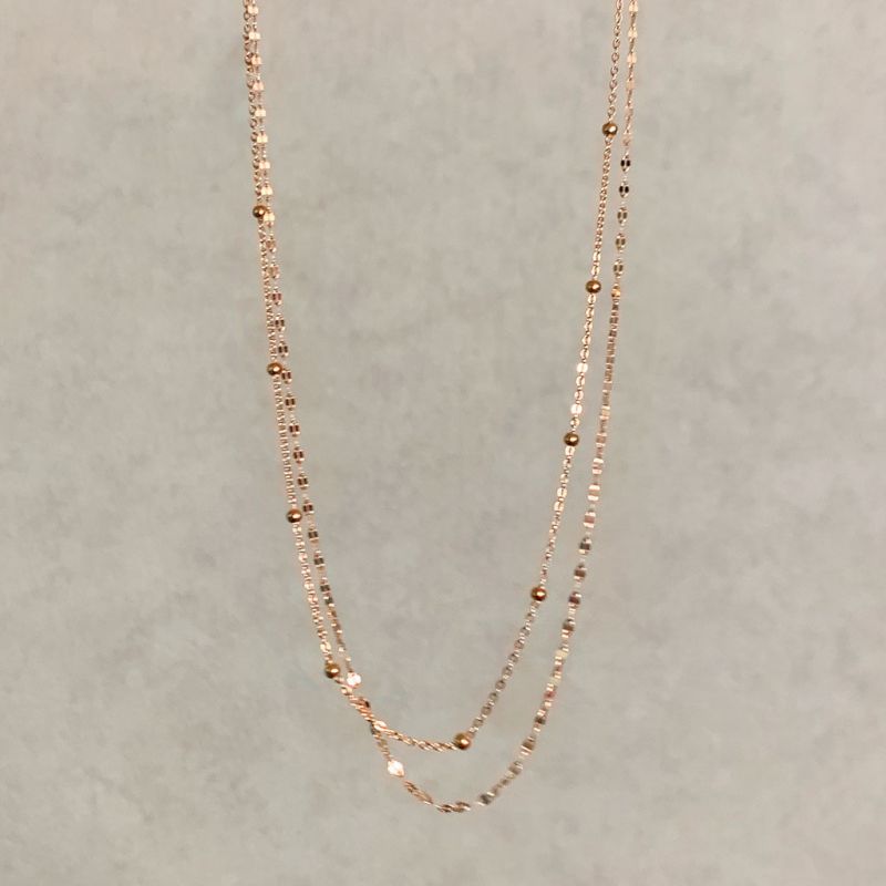 Rose Gold Silver Double Necklace