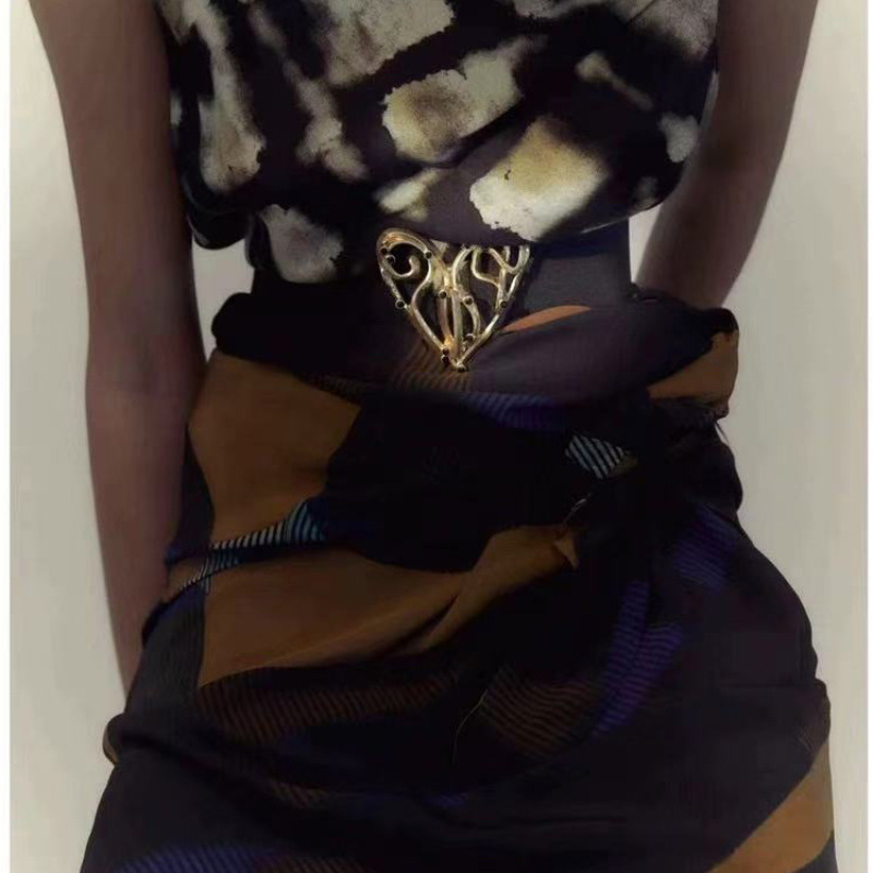Gold Heart Buckle Elastic Buckle Heart Belt
