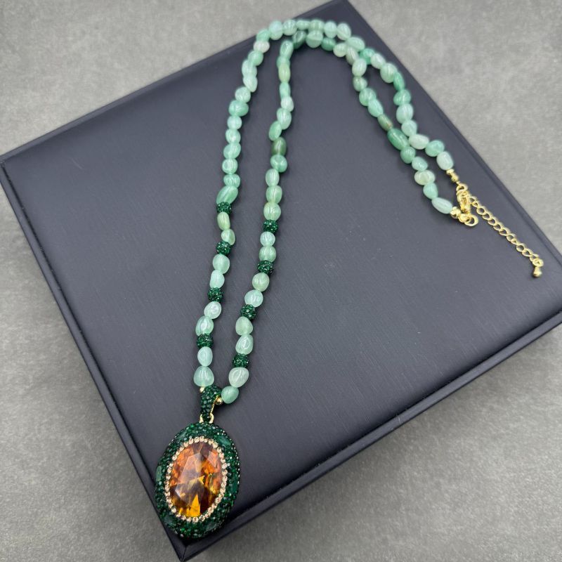 Necklace Metal And Diamond Irregular Aventurine Necklace