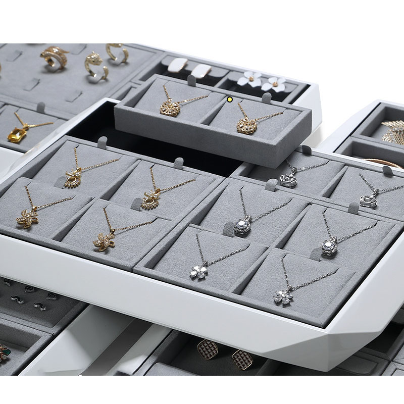 9-position Pendant Plate Gray Square Jewelry Display Plate