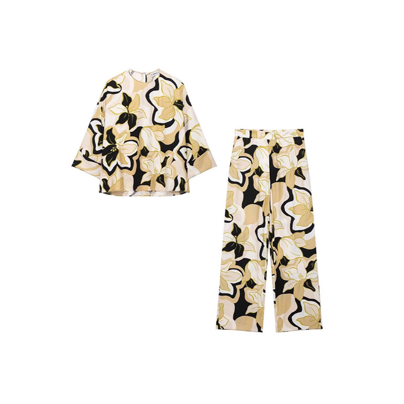 Trousers Polyester Printed Wide-leg Trousers