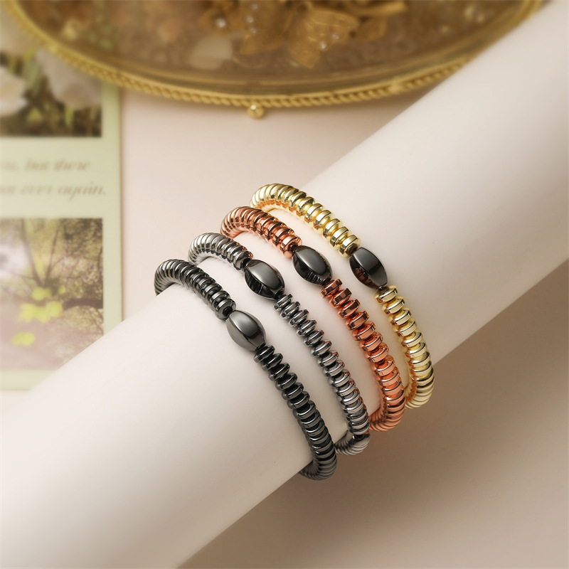 Golden Hematite Hematite Beaded Bracelet For Men