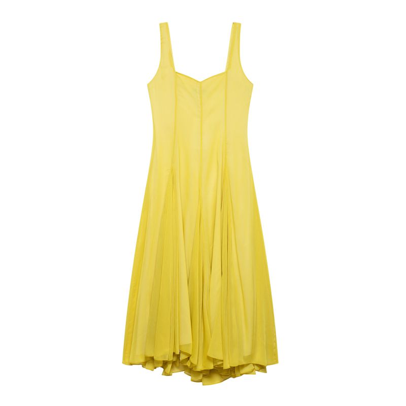 Vestido Largo Plisado Sin Mangas Combinado