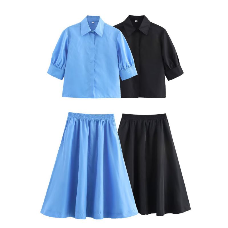 Blue Top Polyester Lapel Shirt