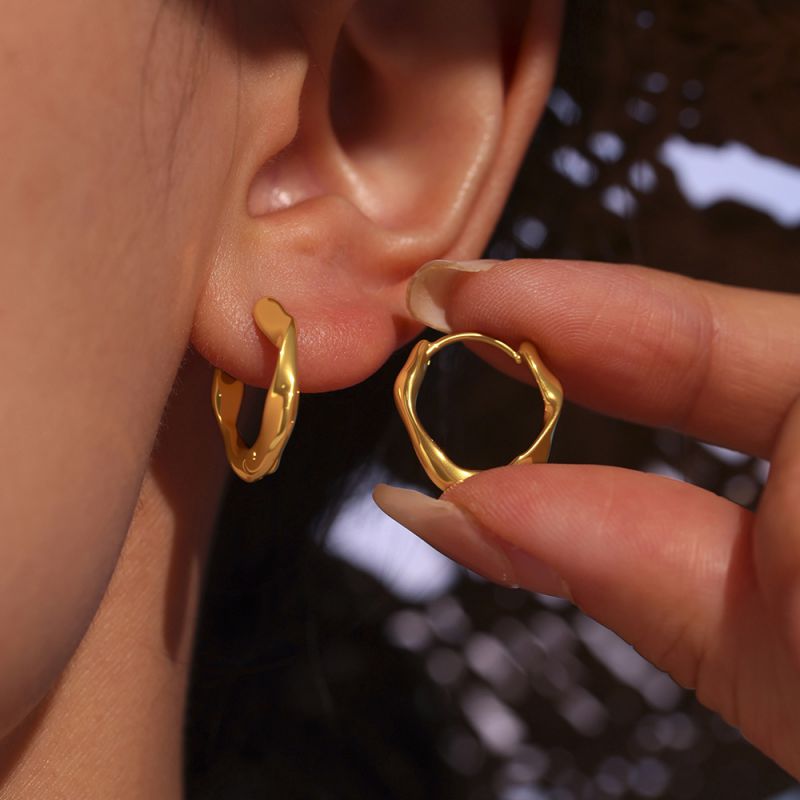 Steel Geometric Twist Earrings Stainless Steel Geometric Button Earrings
