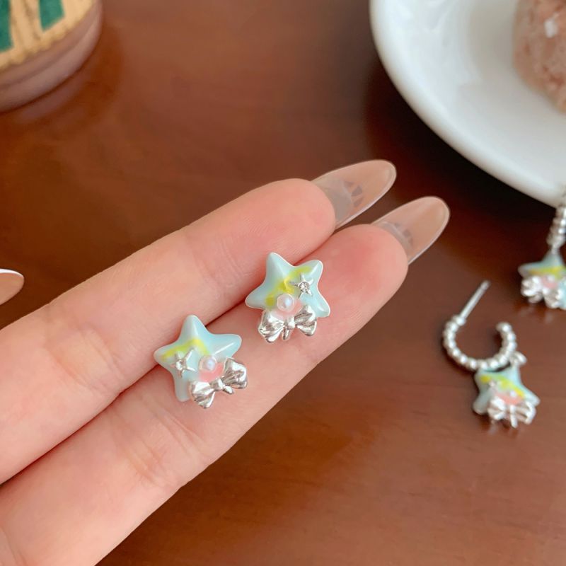 Pendientes De Aro Con Forma De Estrella De Aleación