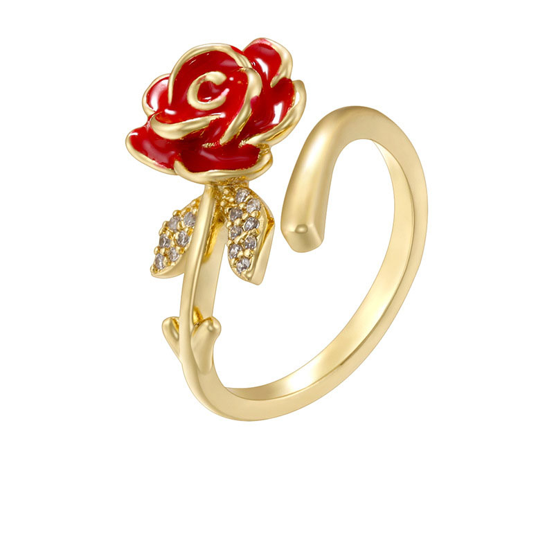 Anillo De Flor De Cobre Con Diamantes