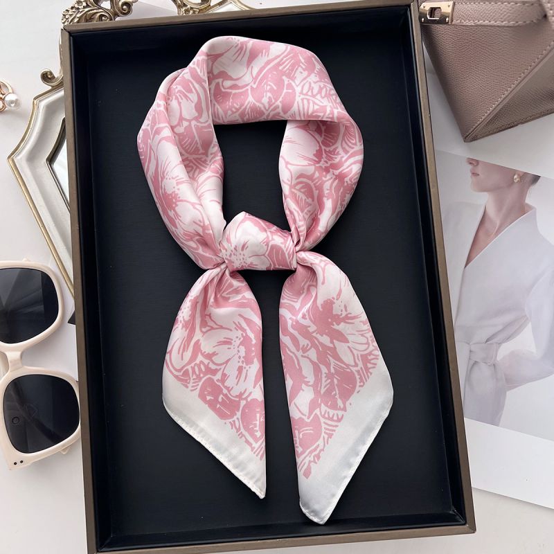 1# Red Polyester Printed Square Scarf