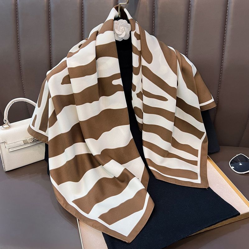 1# Khaki Polyester Twill Square Scarf