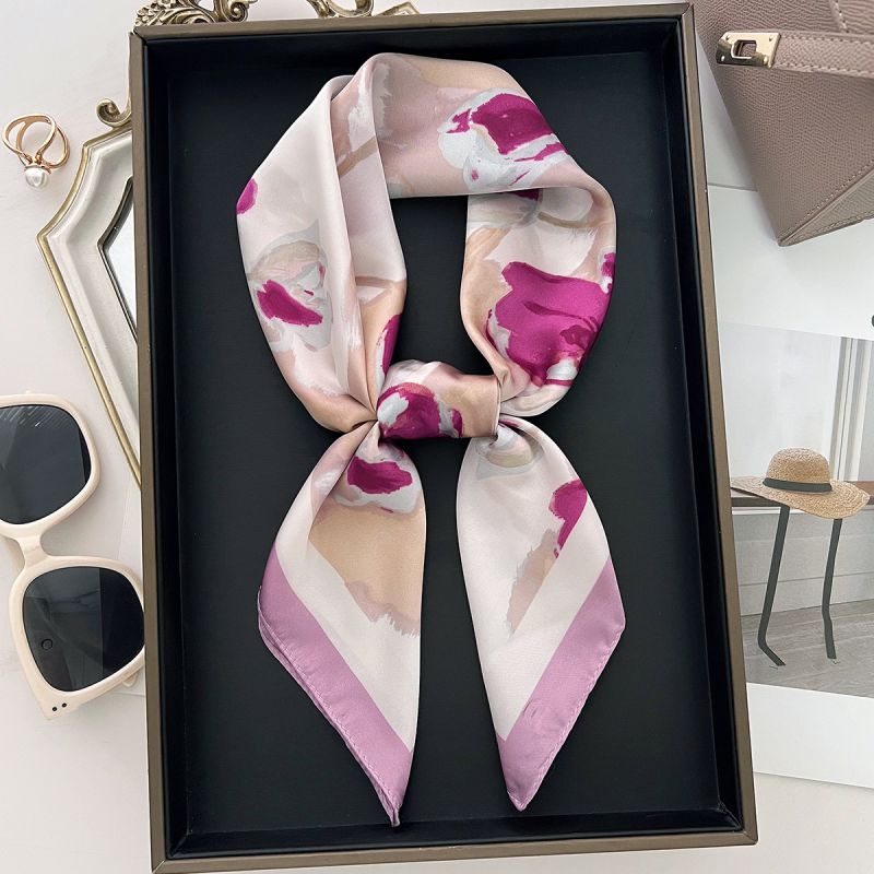 1#blue Edge Polyester Printed Square Scarf
