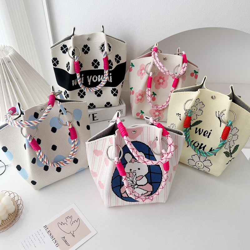 5# Rice Black Clover Polyester Printed Knitted Tote Bag