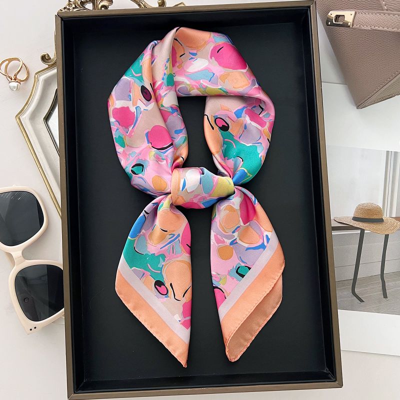 1#blue Edge Polyester Printed Square Scarf