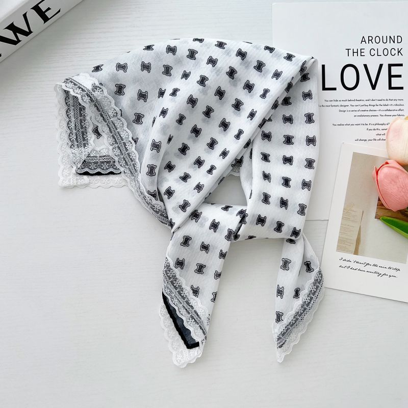 Pañuelo De Seda Con Estampado De Encaje
