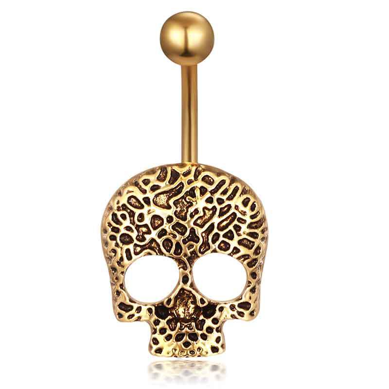 Silver Stainless Steel Skull Piercing Navel Nail