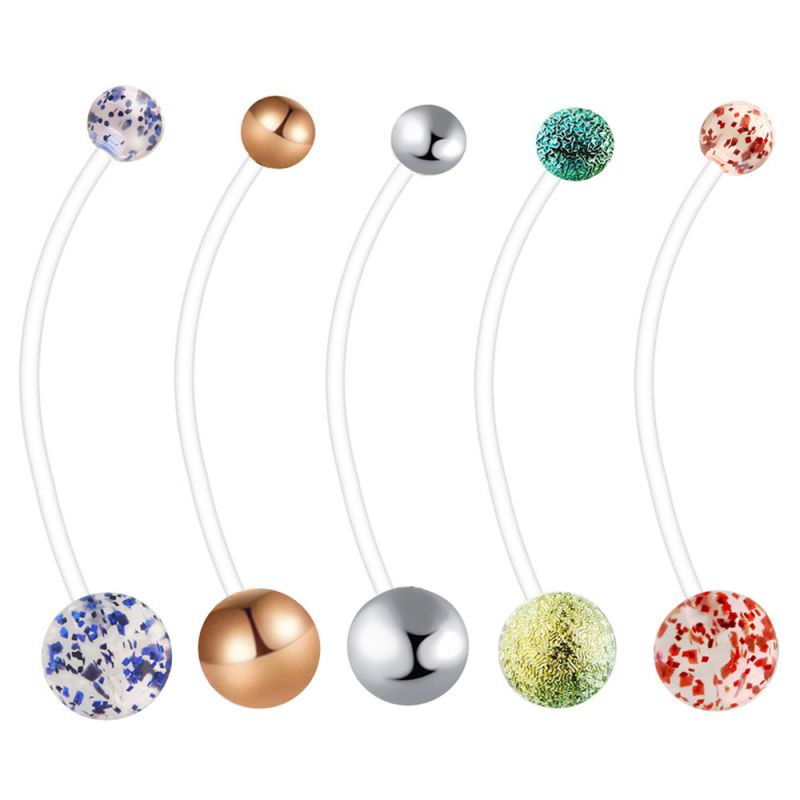 Uña Para Piercing De Ombligo Redonda De Acero Inoxidable Con Diamantes