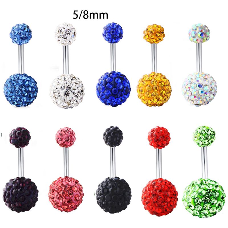 Uña Para Piercing De Ombligo Redonda De Acero Inoxidable Con Diamantes