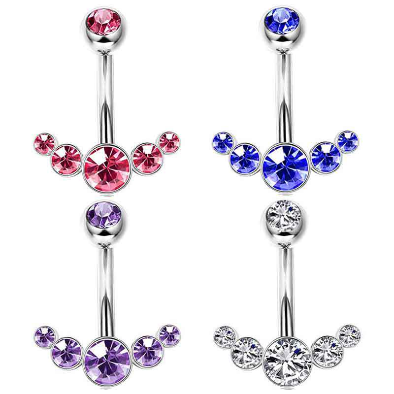 Uña Para Piercing De Ombligo Redonda De Acero Inoxidable Con Diamantes