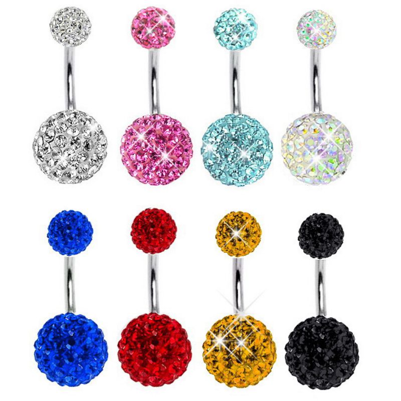 Uña Para Piercing De Ombligo Redonda De Acero Inoxidable Con Diamantes