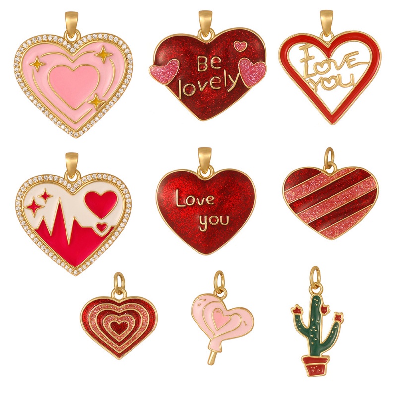 Accesorios De Corazón Con Goteo De Aceite De Circonita Con Incrustaciones De Cobre