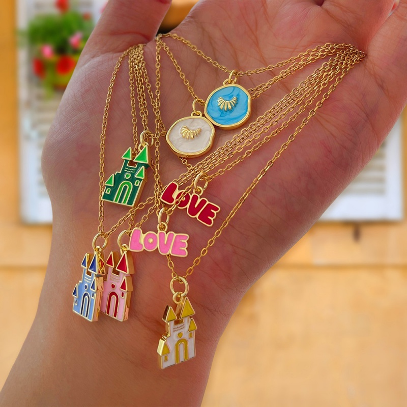 Collar De Acero De Titanio Con Forma De Castillo Y Gota De Aceite